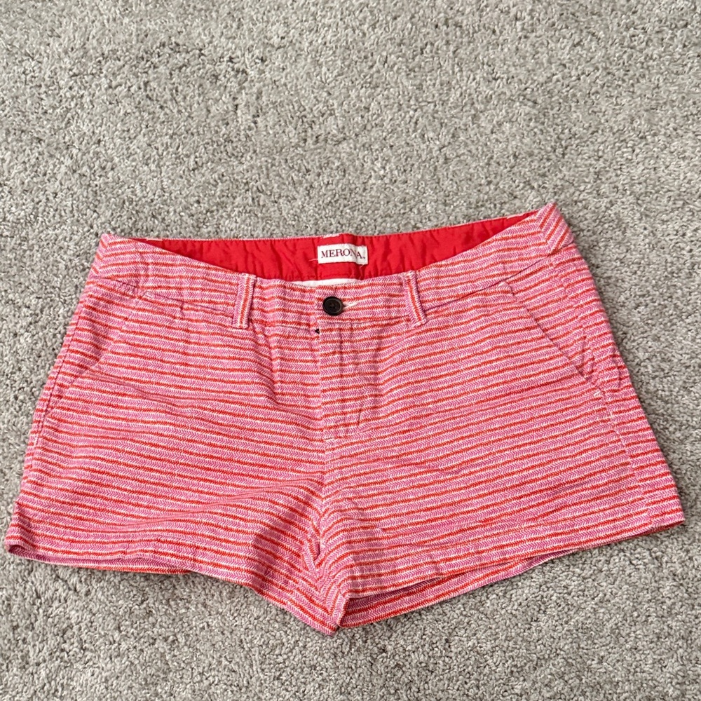 Merona Women's Pink and Orange Striped Shorts